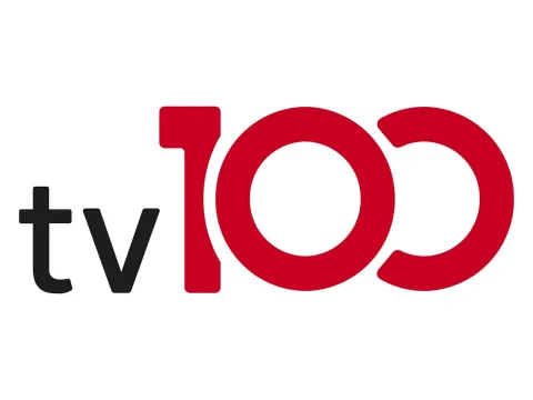 The logo of TV100
